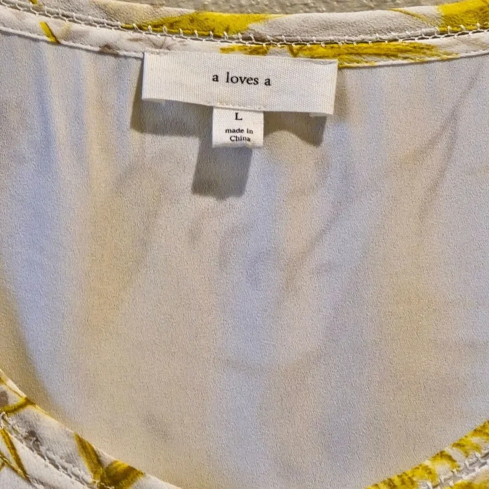 A Loves A Chic Yellow and White Floral Mini Dress Sz L - Picture 2 of 3